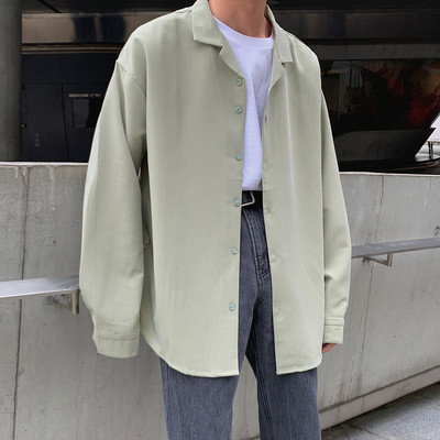 Едноцветна риза с класическа яка - изчистен широк модел