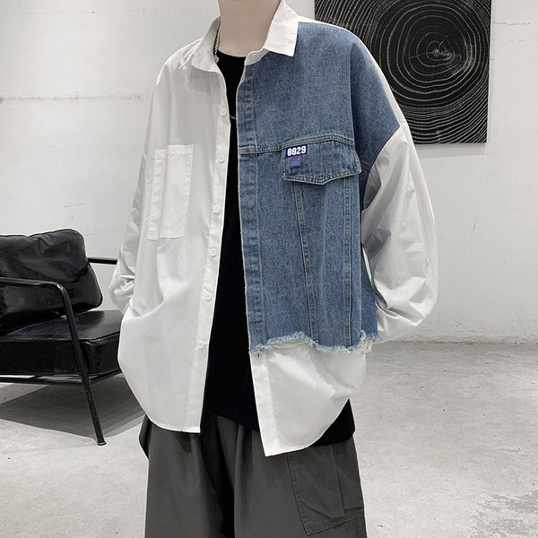 Модерна риза за мъже с части от деним