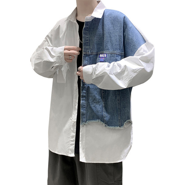 Модерна риза за мъже с части от деним