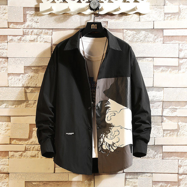 Пролетна мъжка риза с дълъг ръкав и апликация 