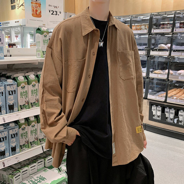 Ежедневна мъжка риза с дълъг ръкав и надпис 