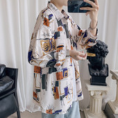 Лятна мъжка риза с шарен десен - големи размери