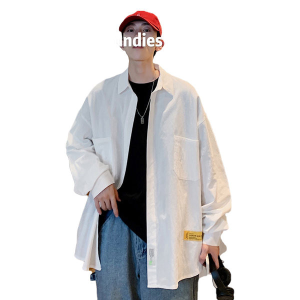 Лятна широка риза с джоб и емблема - големи размери