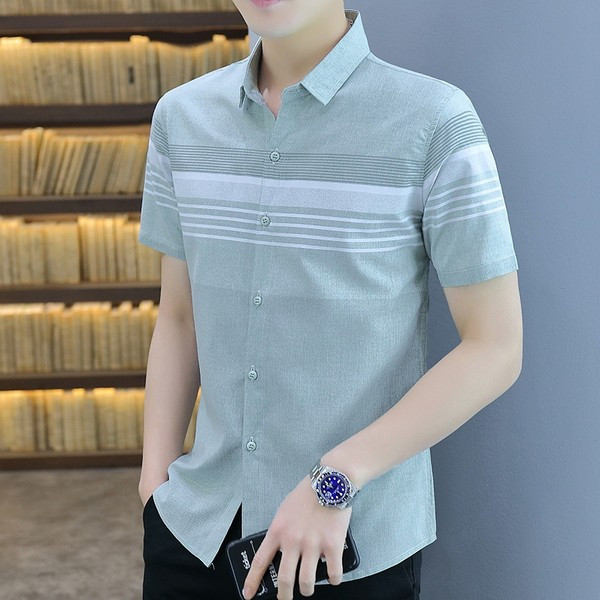 Мъжка риза с къси ръкави и класическа яка