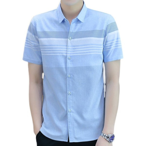 Мъжка риза с къси ръкави и класическа яка