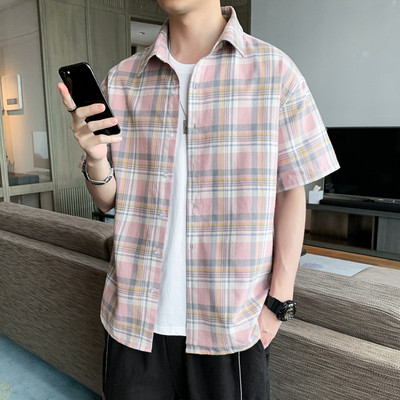 Мъжка риза с 3/4 ръкав  класическа яка и копчета