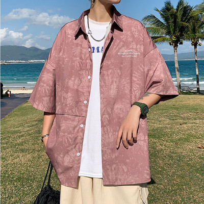 Мъжка риза с 3/4 ръкав  класическа яка и копчета