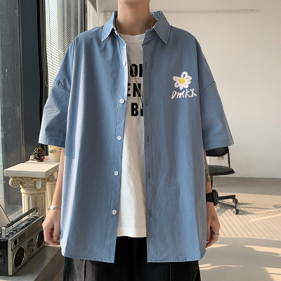 Мъжка риза с 3/4 ръкав  класическа яка и копчета