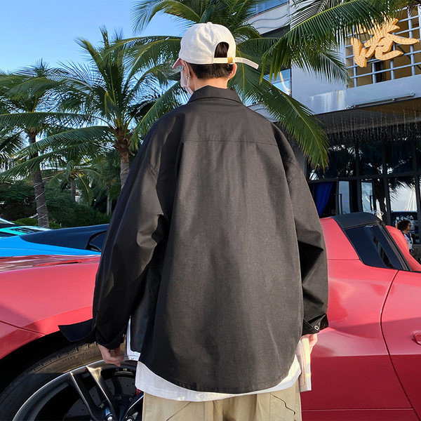 Мъжка пролетно-есенна риза с дълъг ръкав и апликация 