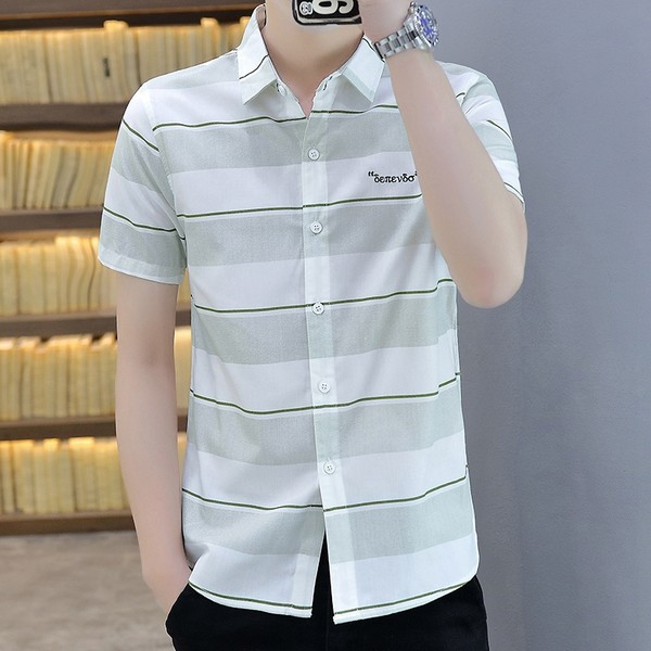 Актуална мъжка риза с бродерия и класическа яка