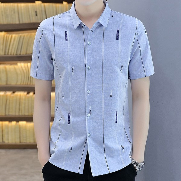 Мъжка стилна риза с къс ръкав и копчета
