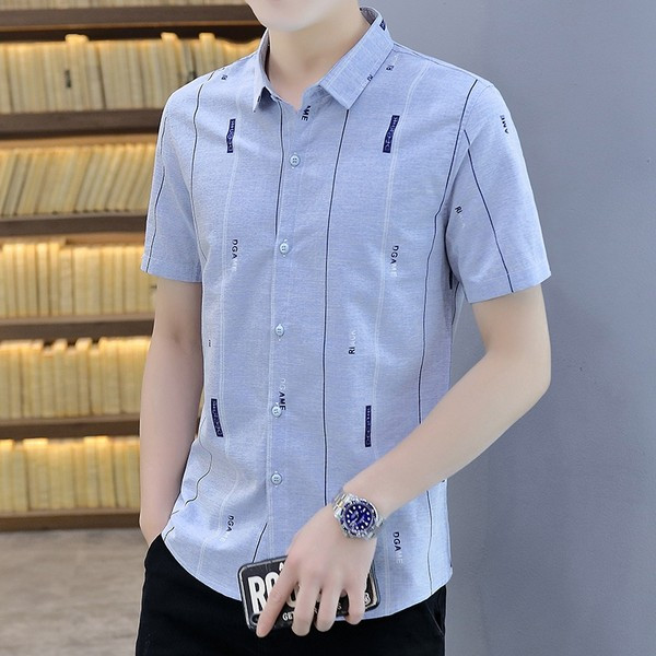 Мъжка стилна риза с къс ръкав и копчета