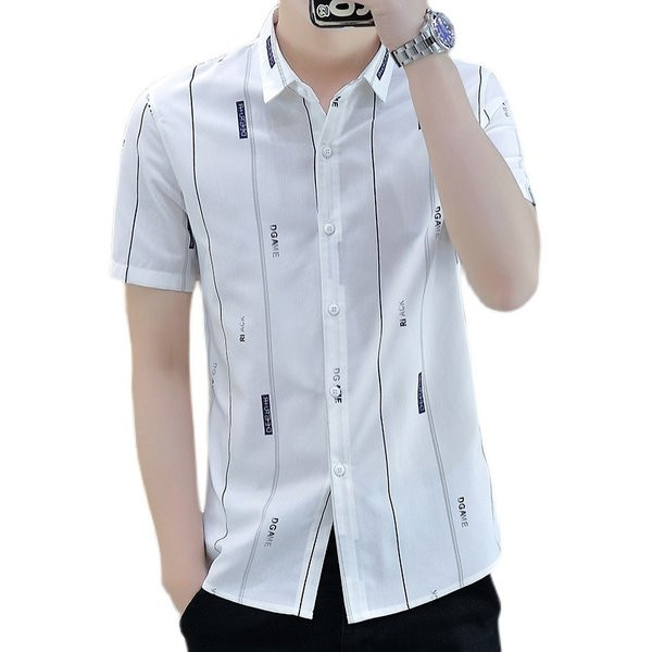 Мъжка стилна риза с къс ръкав и копчета