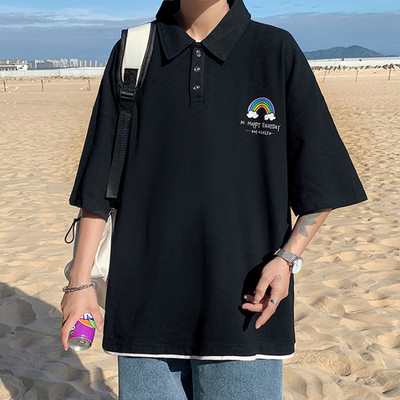 Ежедневна мъжка риза с V-образна яка  и копчета 