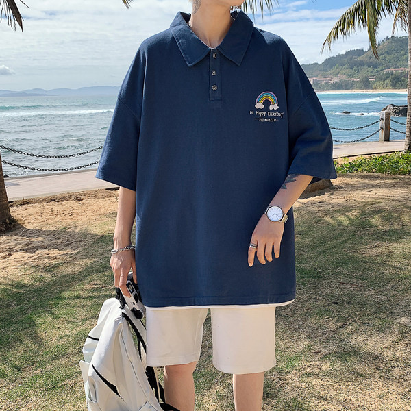 Ежедневна мъжка риза с V-образна яка  и копчета 