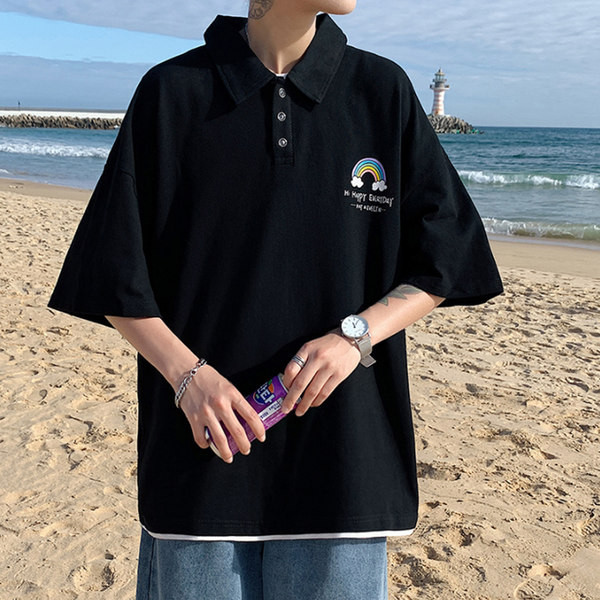 Ежедневна мъжка риза с V-образна яка  и копчета 