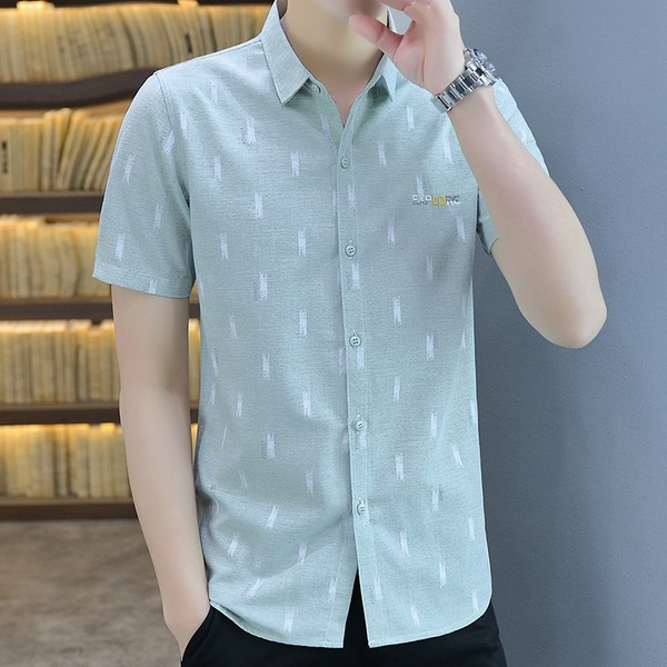 Нов модел мъжка риза с класическа яка и бродерия