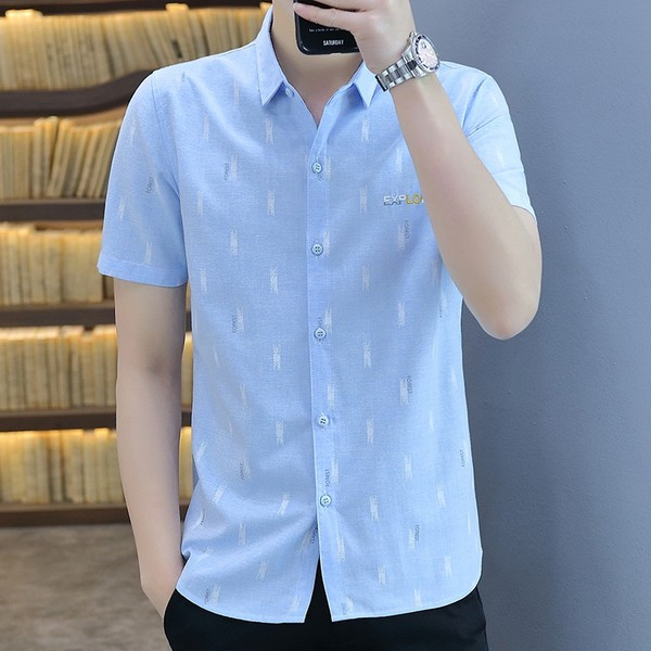 Нов модел мъжка риза с класическа яка и бродерия