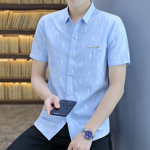 Нов модел мъжка риза с класическа яка и бродерия