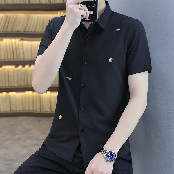 Стилна мъжка риза с класическа яка-в два цвята