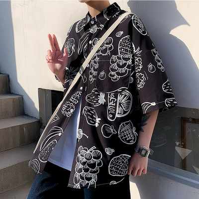 Ежедневна мъжка риза с 3/4 ръкав -свободен модел