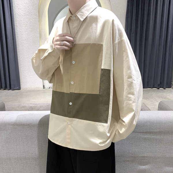 Широк модел мъжка риза с копчета - големи размери