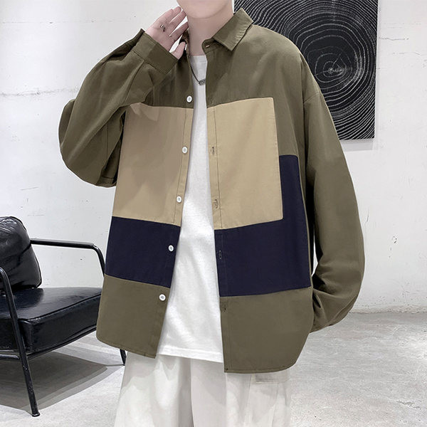 Широк модел мъжка риза с копчета - големи размери