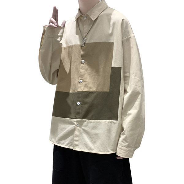 Широк модел мъжка риза с копчета - големи размери