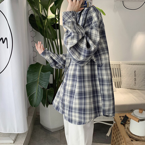 Ежедневна карирана риза с джоб - широк модел