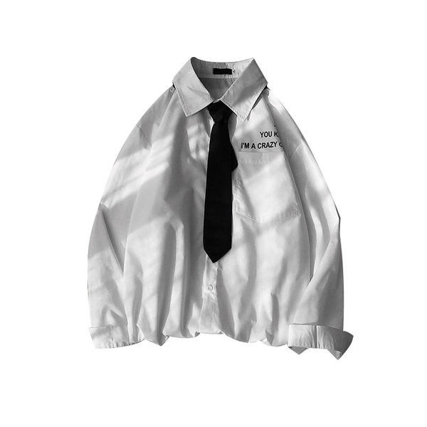 Мъжка риза с вратовръзка и надписи 