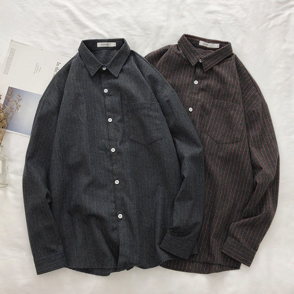 Пролетна раирана риза с копчета - свободен модел