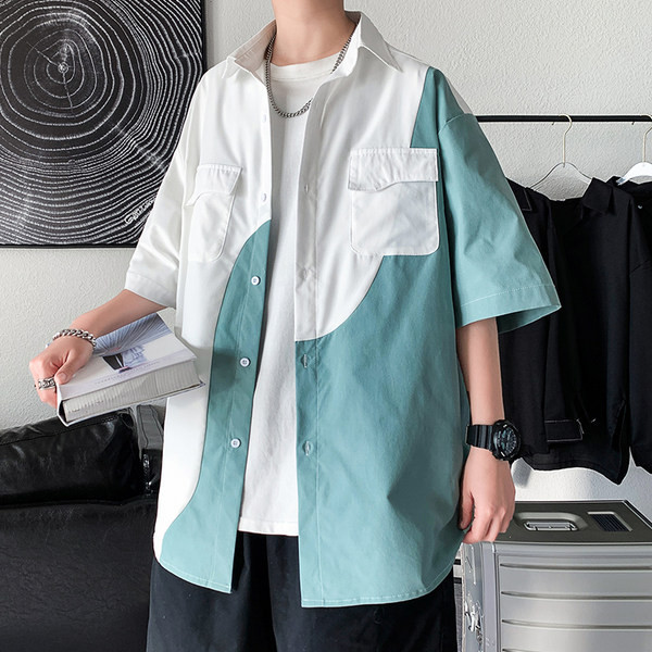 Лятна мъжка риза свободен модел с 3/4 ръкав 