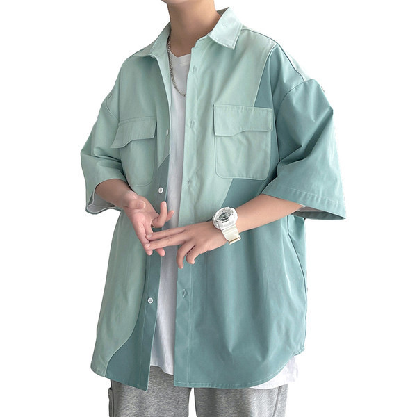 Лятна мъжка риза свободен модел с 3/4 ръкав 