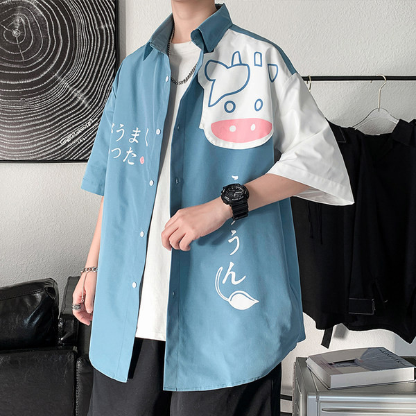 Ежедневна мъжка риза с щампа и 3/4 ръкав 