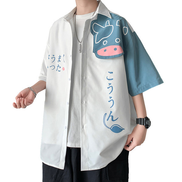 Ежедневна мъжка риза с щампа и 3/4 ръкав 