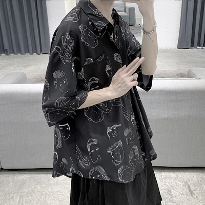 Мъжка риза с О-Образна яка и 3/4 ръкав