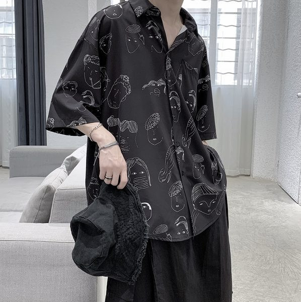 Мъжка риза с О-Образна яка и 3/4 ръкав 