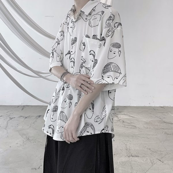 Мъжка риза с О-Образна яка и 3/4 ръкав 