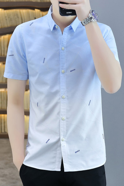 Стилна риза с къс ръкав и класическа яка 