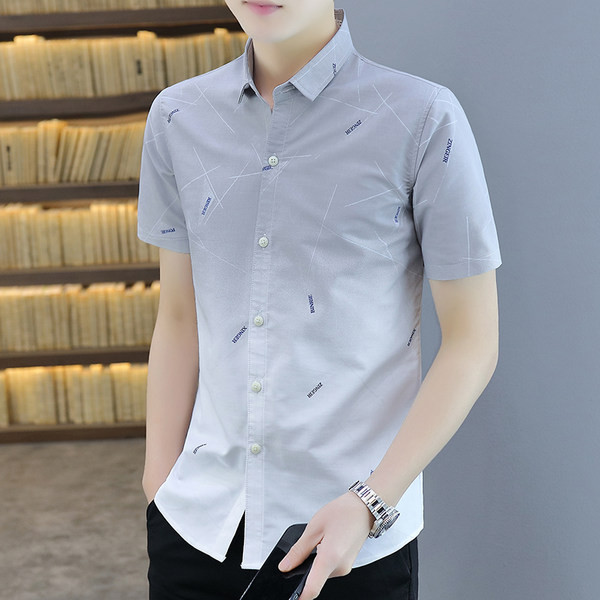 Стилна риза с къс ръкав и класическа яка 