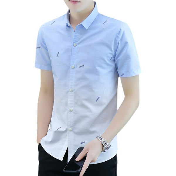 Стилна риза с къс ръкав и класическа яка 
