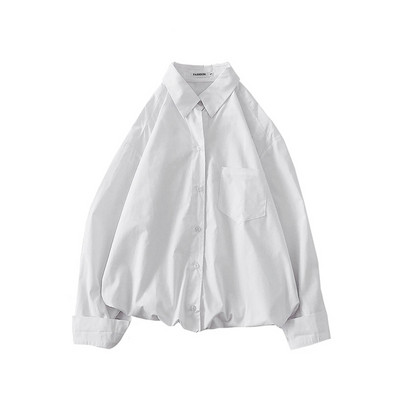 Едноцветна широка риза за мъже с дълъг ръкав