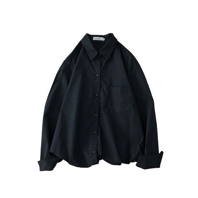 Едноцветна широка риза за мъже с дълъг ръкав