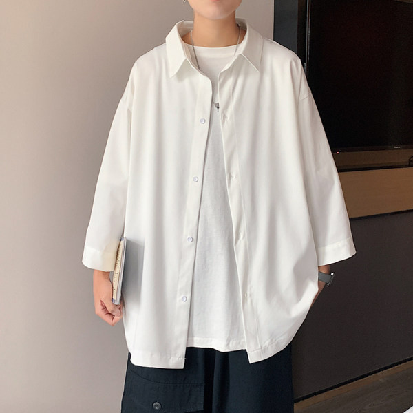 Мъжка ежедневна риза с дълъг ръкав и щампа на гърба 