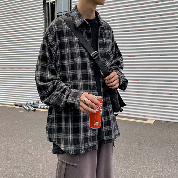 Ежедневна карирана риза с джоб - свободен модел