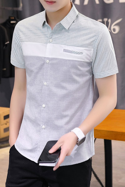 Актуална мъжка риза с класическа яка-Slim модел