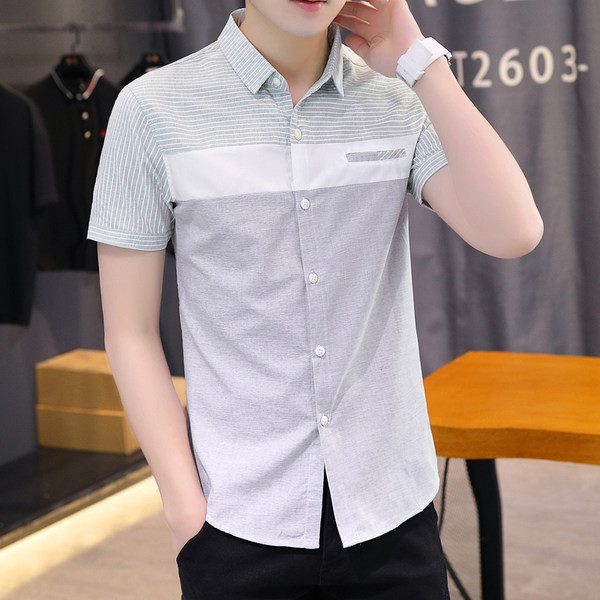 Актуална мъжка риза с класическа яка-Slim модел