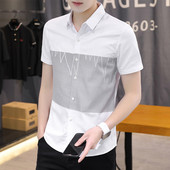 Нов модел мъжка вталена риза с къси ръкави