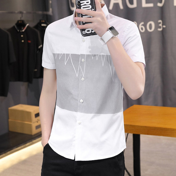Нов модел мъжка вталена риза с къси ръкави 