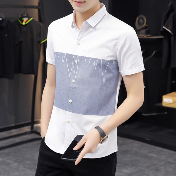 Нов модел мъжка вталена риза с къси ръкави 